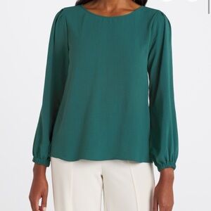 Nine Britton Teal Long Sleeve Blouse